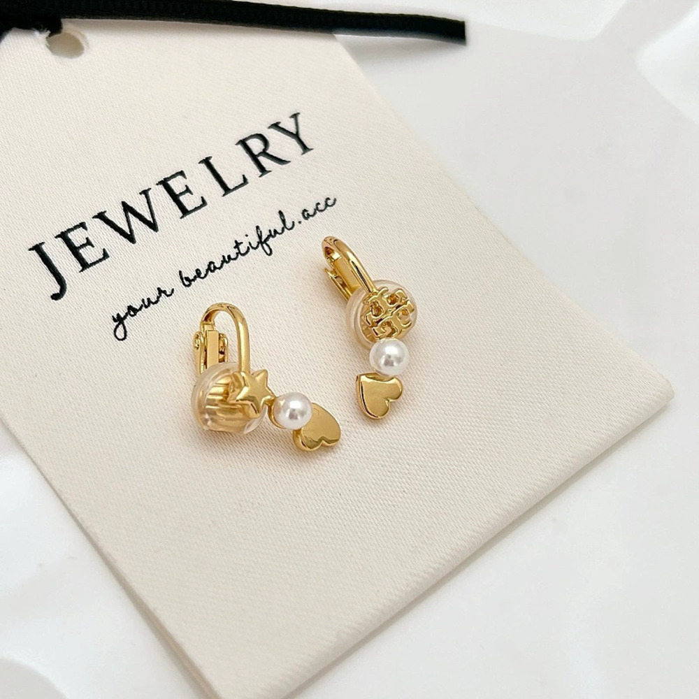 Tory Burch Heart Star Asymmetric Clip On Earrings No Piercing